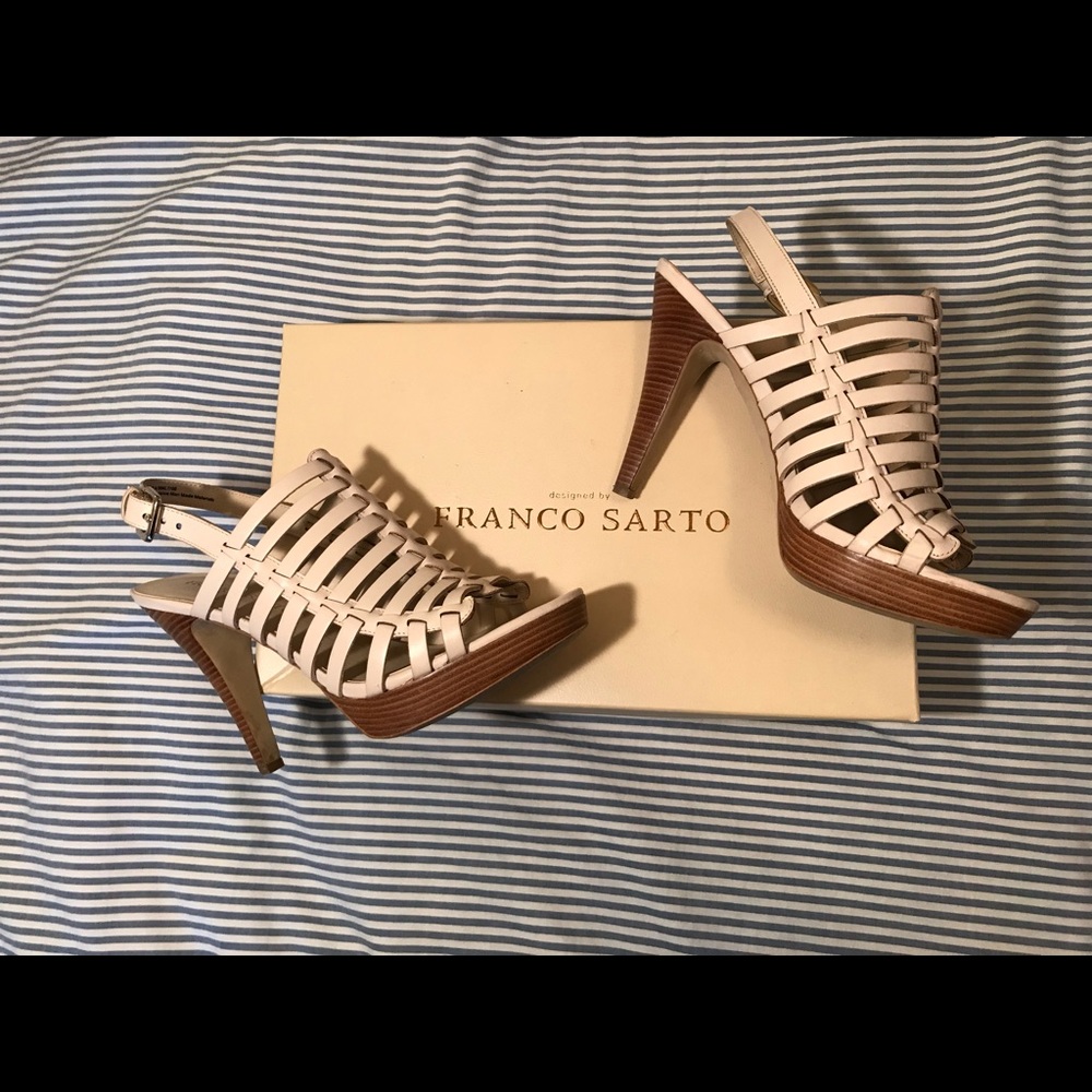 Ivory open toed heels